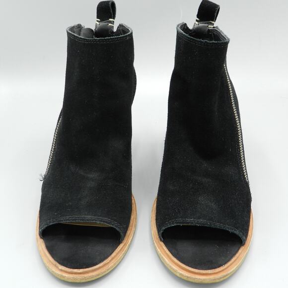 Dolce Vita Black Suede Slingback‎ Booties Size 7.5 Block Heel Ankle Zip - Picture 2 of 11